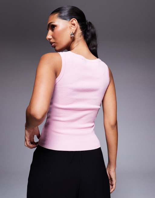 River Island knit floral applique tank top in light pink, 2 of 4