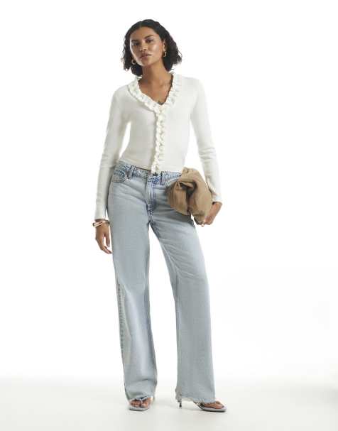 River Island Knit frill neck jumper in cream - view 1