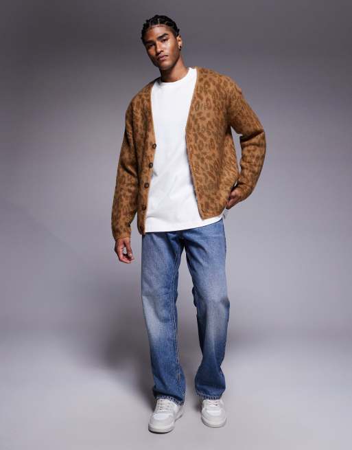 River Island knit leopard cardigan in light brown