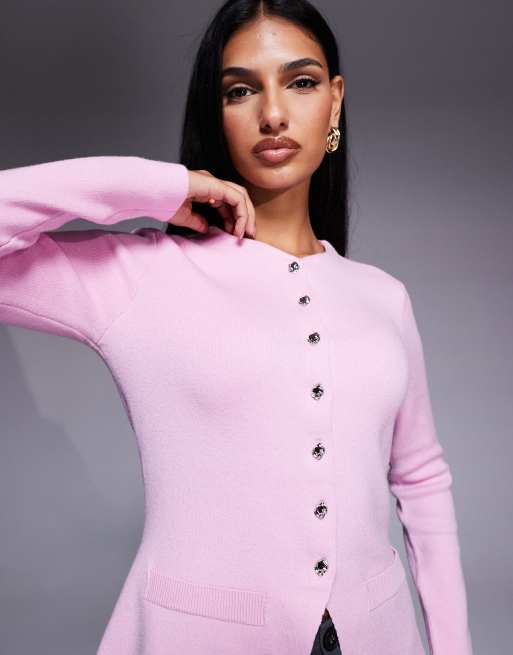 River Island knit longline cardigan in light pink, 3 of 4