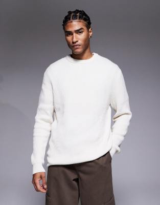 River Island Knit Ribbed Crew Neck T-shirt In White