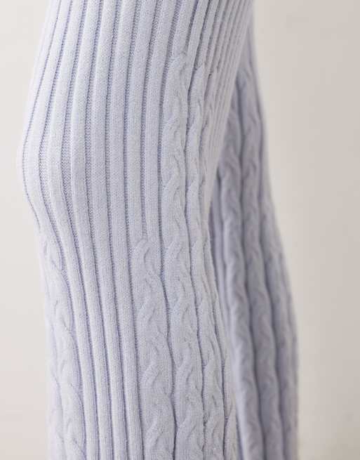River Island knit wide leg cable knit pants in blue - part of a set, 5 of 5
