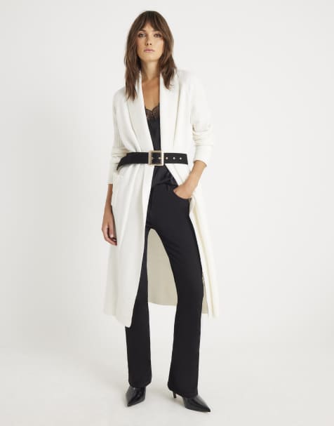 River Island Knitted belted maxi cardigan in cream - view 1