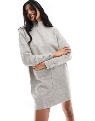 River Island Knitted cosy jumper mini dress in grey - marl
