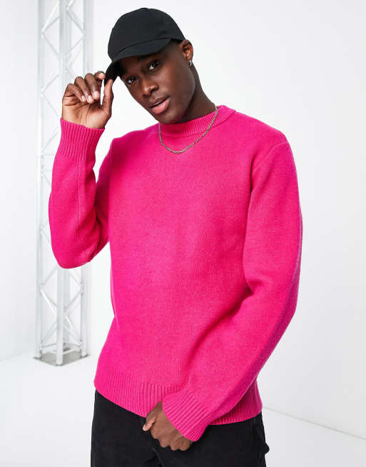 River Island knitted crew jumper in pink | ASOS