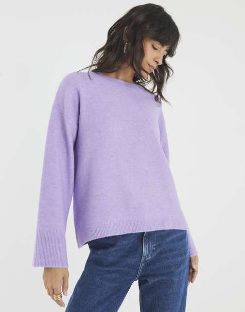 River Island Knitted crew neck jumper in purple - medium - view 1