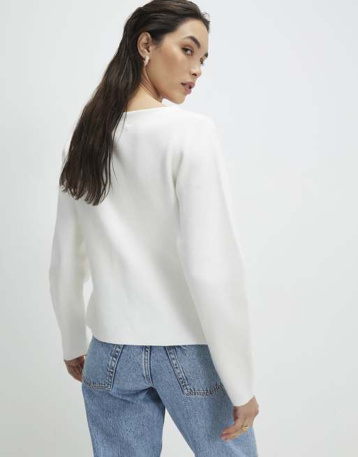 River Island Knitted floral button cardigan in white , 4 of 4