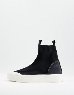 River Island knitted high top trainer in black