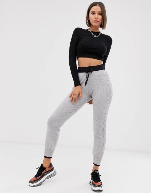 River Island knitted jogging bottoms in grey | ASOS