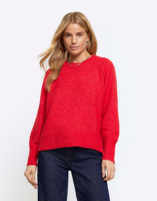 River Island Knitted jumper in red | ASOS