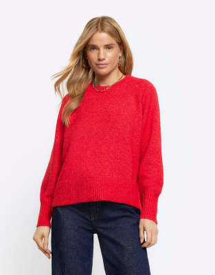 River Island Knitted jumper in red | ASOS