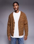 [River Island] River Island knitted leopard cardigan in light brown S BROWN