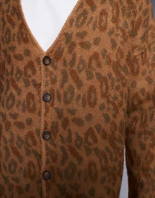River Island knitted leopard cardigan in light brown | ASOS