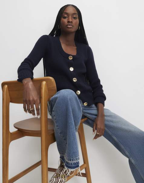 River Island Knitted long sleeve scoop neck cardigan in navy - view 1