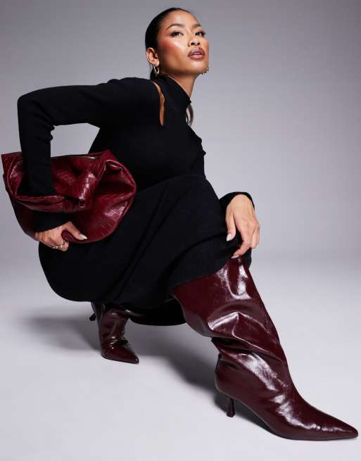 black dress burgundy boots Larkspur Wool/Leather Lace-Up Boots (Burgundy/Black) 5 main image 0