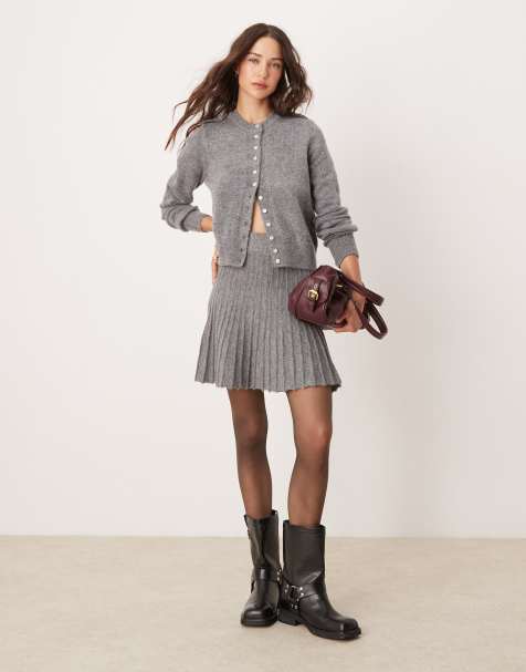 River Island knitted mini skirt in gray heather - part of a set - view 1
