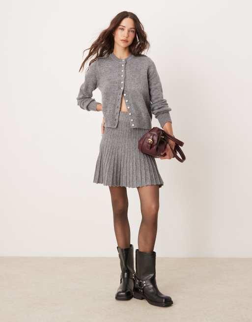 River Island knitted mini skirt in gray heather - part of a set