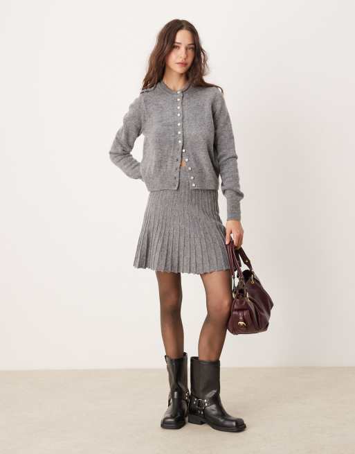 River Island knitted mini skirt in gray heather - part of a set