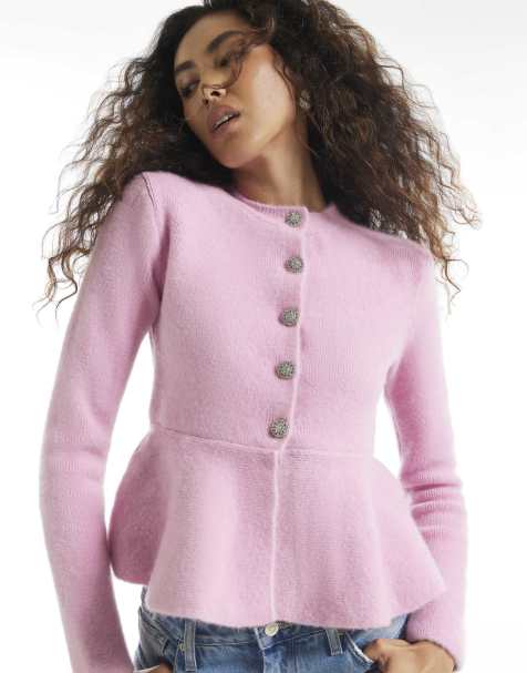 River Island Knitted peplum hem cardigan in pink - view 1