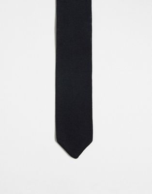 River Island knitted pointed tip tie in black - ASOS Price Checker