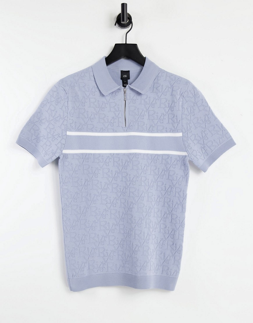 River Island knitted polo in blue-Blues