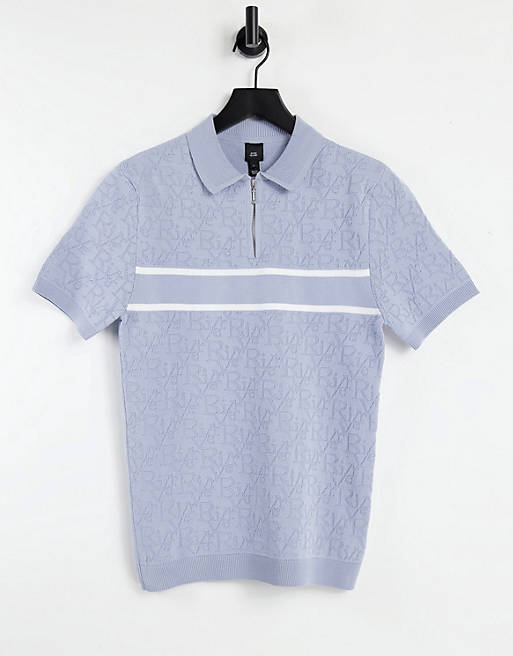  River Island knitted polo in blue 