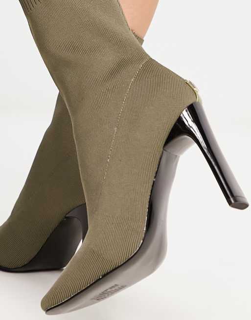 Khaki green sock boots sale