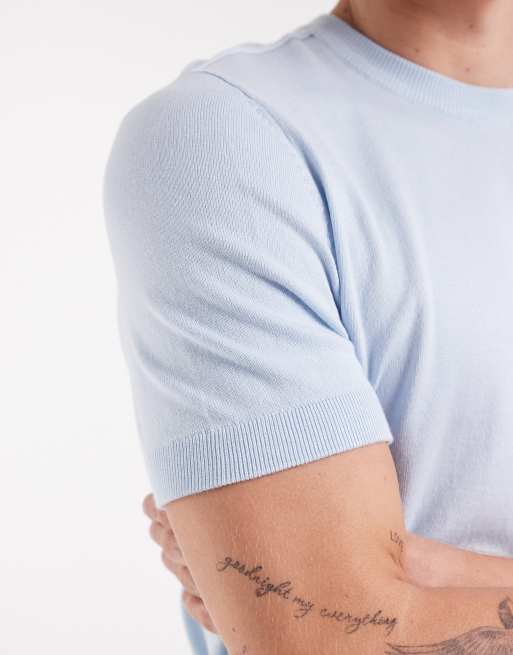 River Island knitted t-shirt in blue, 3 of 5