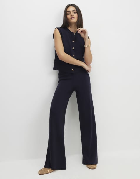 River Island Knitted waistcoat in navy - view 1