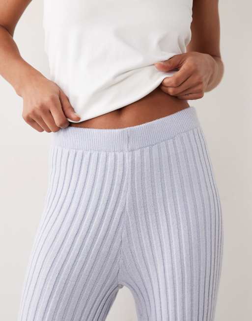 River Island knitted wide leg cable knitted pants in blue (part of a set), 4 of 5