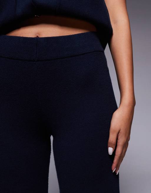 River Island knitted wide leg pants in navy , 5 of 5