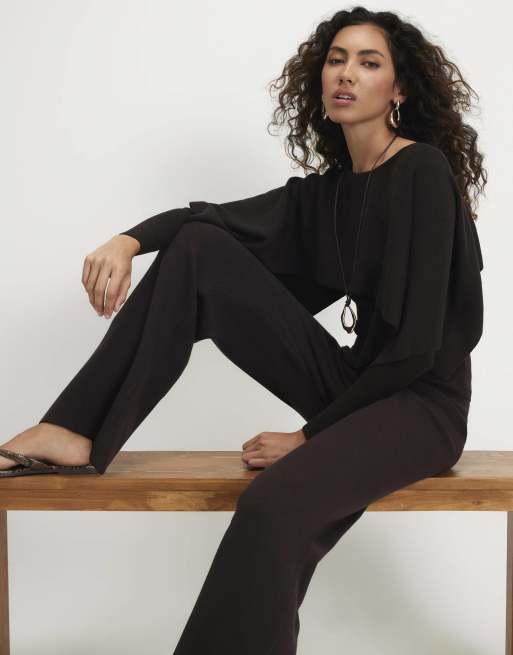 River Island Knitted wide leg trousers in dark brown , 2 of 4