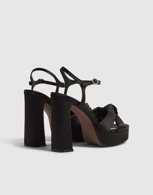 River Island Knot platform heeled sandals in black, 4 of 4