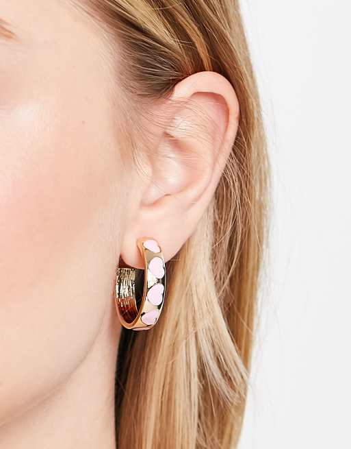 River Island – Kolczyki-koła w złotym odcieniu w serduszka, 2 z 4