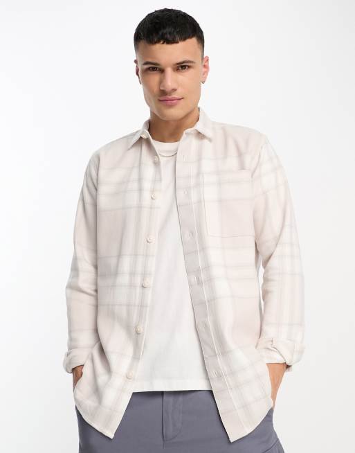 River Island – Koszula ecru z diagonalu w kratę
