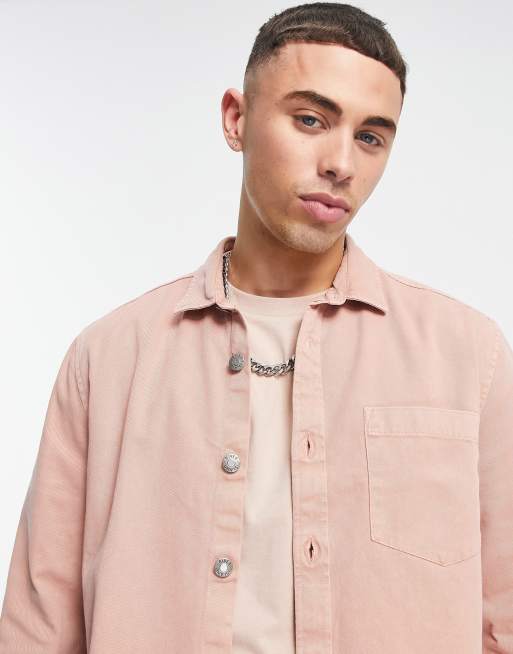River Island – Koszula z diagonalu farbowana na kolor różowy, 2 z 4