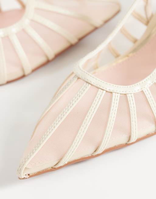 River Island – Kremowe czółenka z siateczkowymi wstawkami, 2 z 4