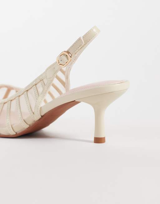 River Island – Kremowe czółenka z siateczkowymi wstawkami, 4 z 4