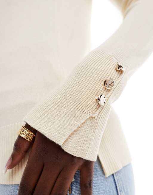 River Island – Kremowy top z dzianiny o delikatnym splocie, 4 z 4