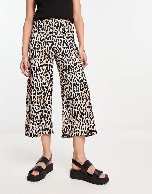River Island – Kuloty we wzór w panterkę z marszczoną talią