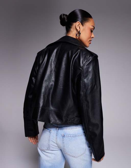 River Island – Kurtka typu biker o pudełkowym kroju z imitacji skóry , 4 z 4