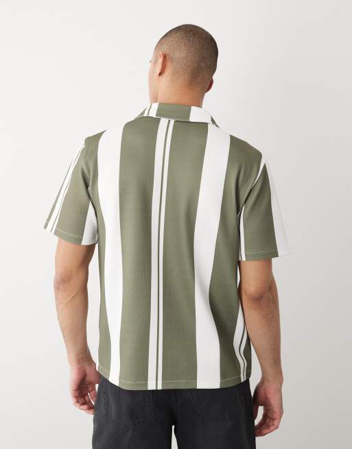 River Island – Kurzärmliges Hemd in in Grün gestreift mit Reverskragen, 5 von 5