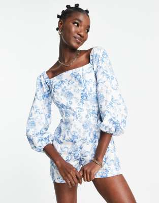 river island blue playsuit