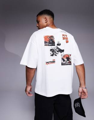 Kyoto print oversized t-shirt in white