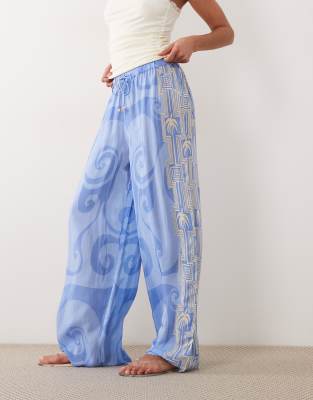 River Island La Mer palm printed beach pants in blue blue 15890₽