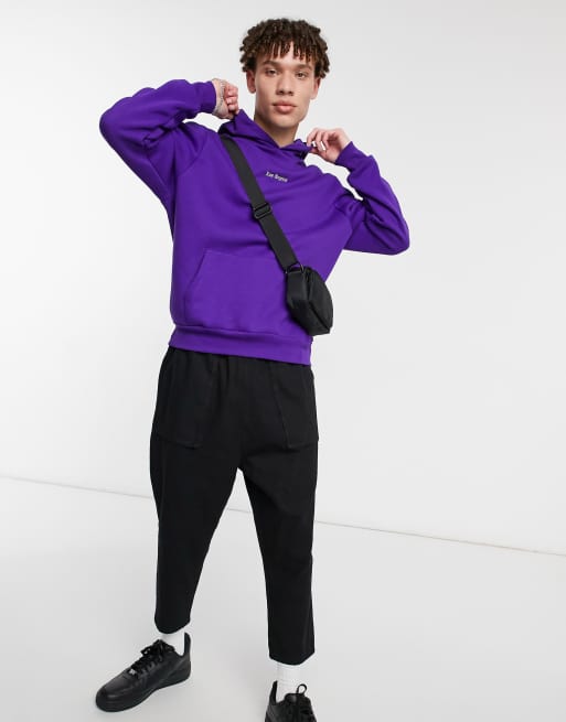 River Island LA print hoodie in purple | ASOS