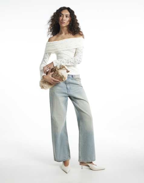 River Island Lace bardot top in cream - view 1