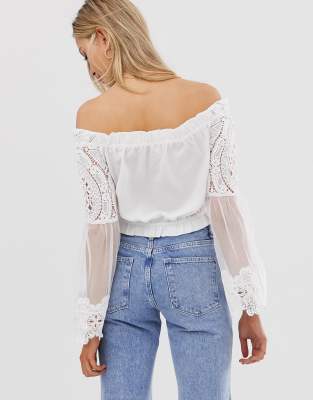 asos white bardot top