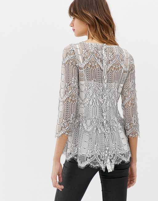 River island lace store peplum top