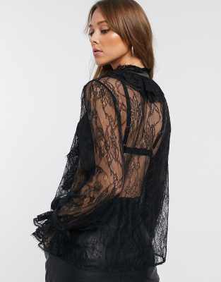 asos black lace top